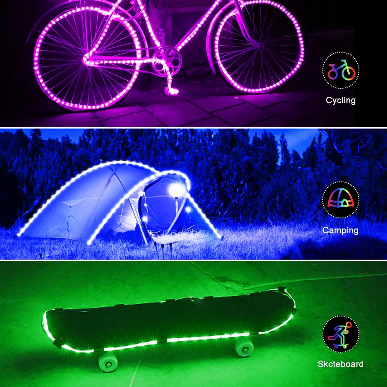 echosari RGB LED Strip Lights 6.6Ft with Remote, Color Changing, Dimmable, Timer, Self-Adhesive - view 2