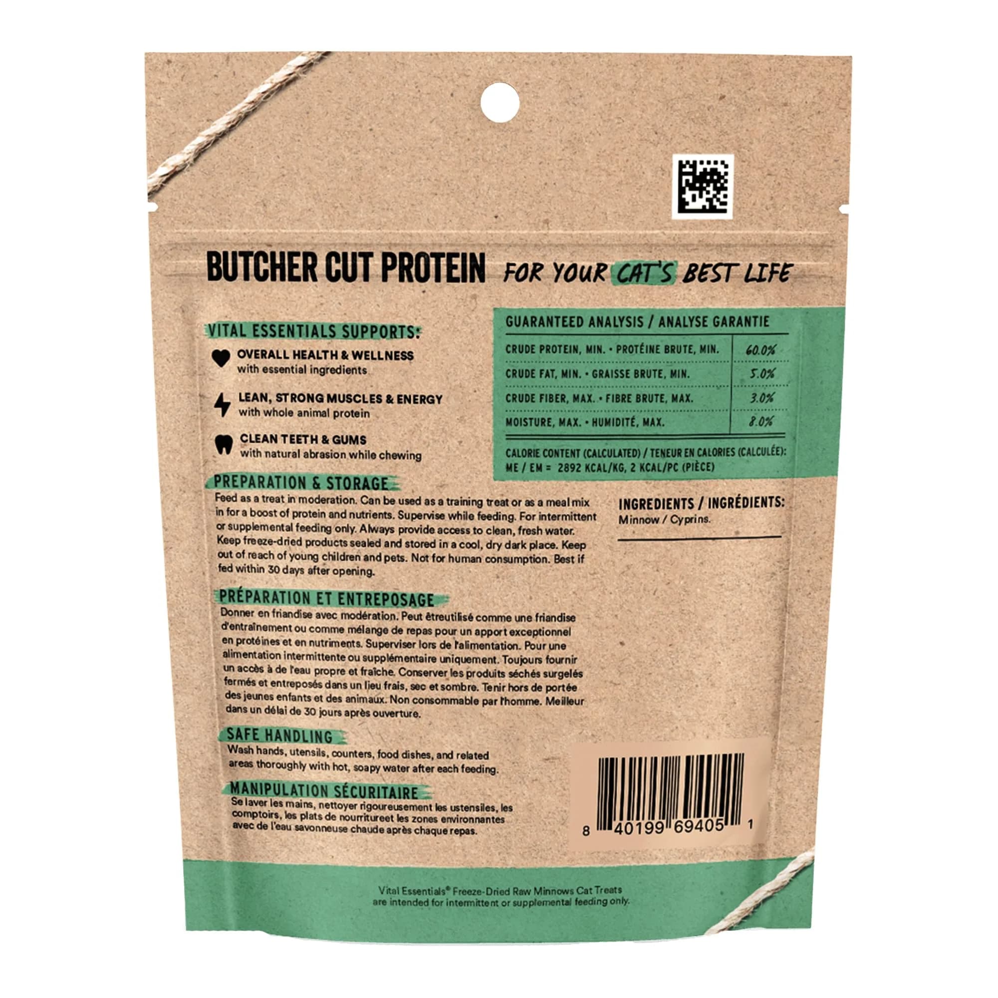 Vital Essentials Freeze Dried Minnows Cat Treats 0.5 oz (14 g) | Single Ingredient Protein Snack - view 2