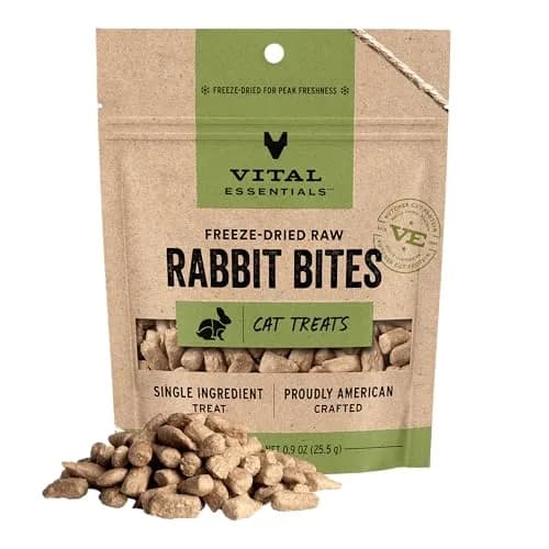 Vital Essentials Freeze Dried Rabbit Cat Treats 0.9 oz (25.5 g) | High Protein, Grain-Free, USA Crafted thumbnail 1