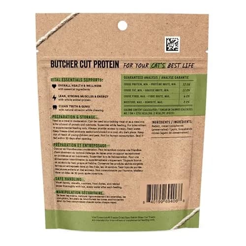 Vital Essentials Freeze Dried Rabbit Cat Treats 0.9 oz (25.5 g) | High Protein, Grain-Free, USA Crafted thumbnail 2