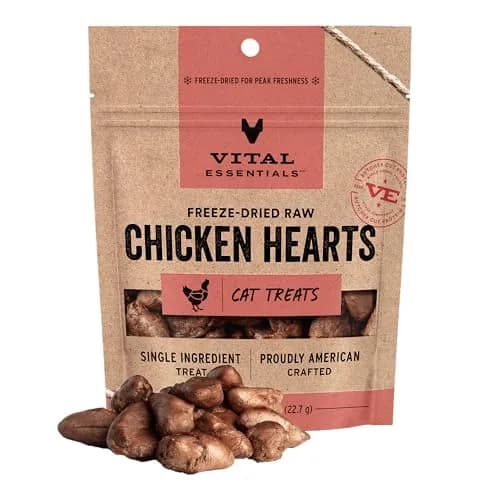 Vital Essentials Freeze Dried Raw Chicken Hearts Cat Treats 0.8 oz (22.7 g) | High Protein Single Ingredient Snack thumbnail 1