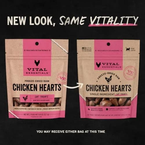 Vital Essentials Freeze Dried Raw Chicken Hearts Cat Treats 0.8 oz (22.7 g) | High Protein Single Ingredient Snack thumbnail 2