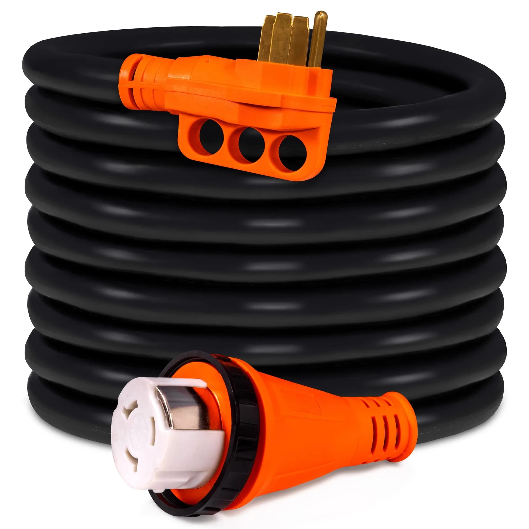 ONLINE LED STORE 50ft 50 Amp RV Extension Cord 125/250V Twist Lock 6 Gauge 4 Prong | Heavy-Duty Power Cable for RVs — 50 Feet
