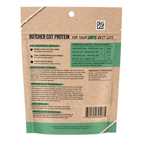 Vital Essentials Freeze Dried Salmon Cat Treats 1.1 oz (31 g) | High Protein Raw Cat Food thumbnail 2