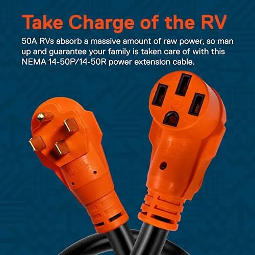 ONLINE LED STORE 15ft 50 Amp RV Extension Cord 125/250V NEMA 14-50 6 Gauge 4 Prong | Heavy Duty Power Cable for RVs thumbnail 2