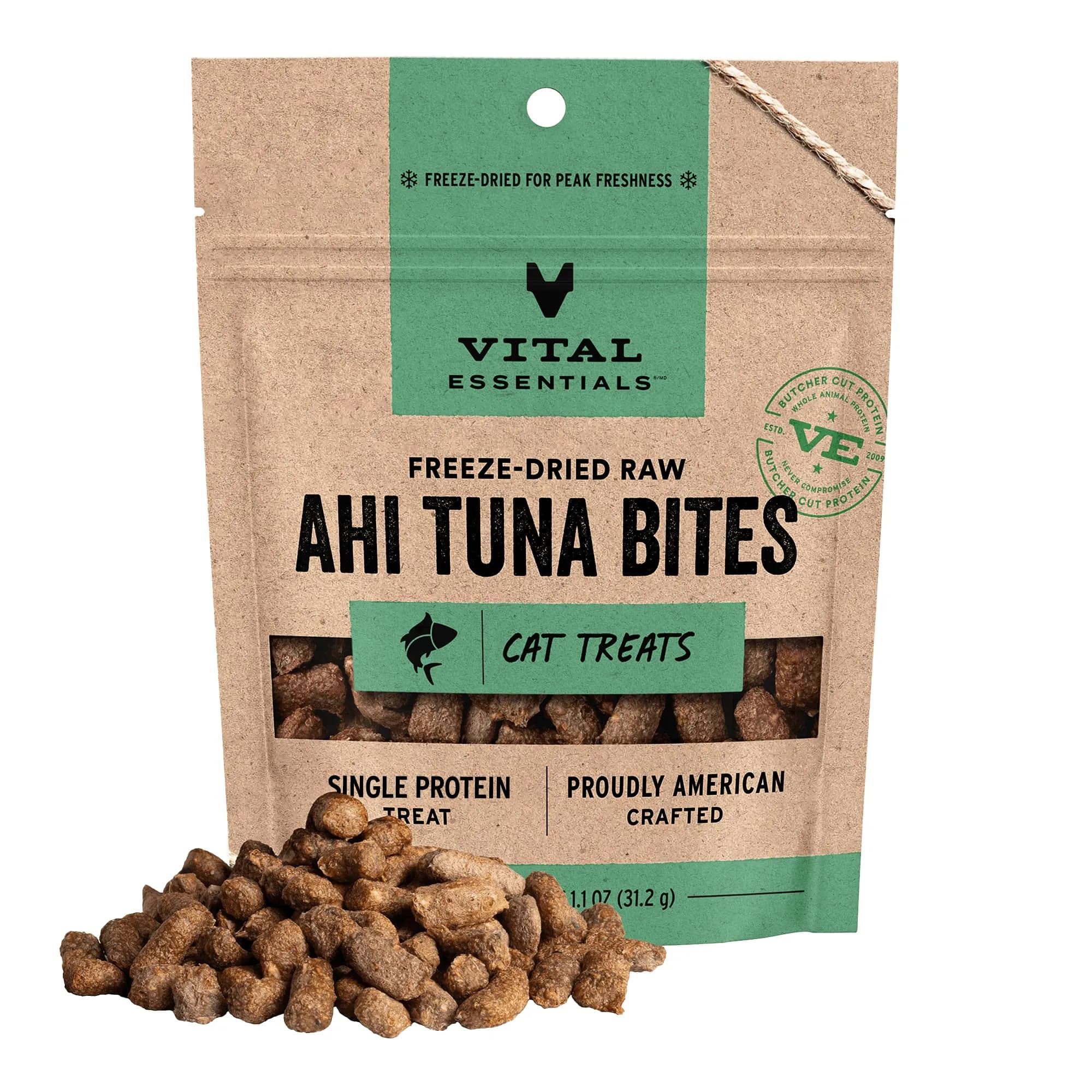Vital Essentials Freeze Dried Ahi Tuna Cat Treats 1.1 oz (31 g) | High Protein Raw Cat Food