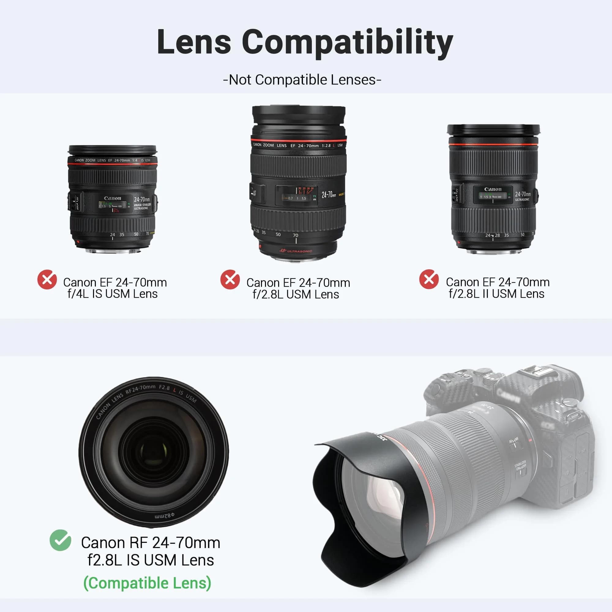 JJC Lens Hood for Canon RF 24-70mm f/2.8L IS USM & RF 24-105mm F2.8 L IS USM Z Lens | Replaces EW-88E - view 2