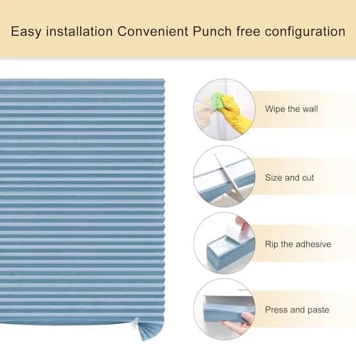 Jlong Cordless No-Drill Pleated Paper Window Shades 59"H x 23.6"W (150cm x 60cm) | Easy Stick-On Temporary Light Filtering thumbnail 2