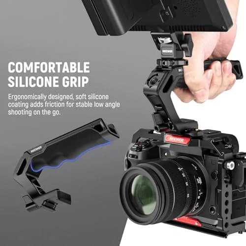NEEWER Top Handle and NATO Rail Kit, Comfort Silicone Grip with Quick Release NATO Clamp, 3 Cold Shoes and 1/4" 3/8" ARRI Threads, CA008 | Compatible with SmallRig Camera Cage thumbnail 5