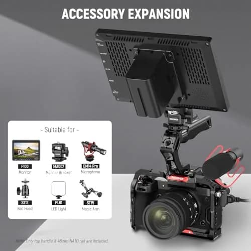 NEEWER Top Handle and NATO Rail Kit, Comfort Silicone Grip with Quick Release NATO Clamp, 3 Cold Shoes and 1/4" 3/8" ARRI Threads, CA008 | Compatible with SmallRig Camera Cage thumbnail 6