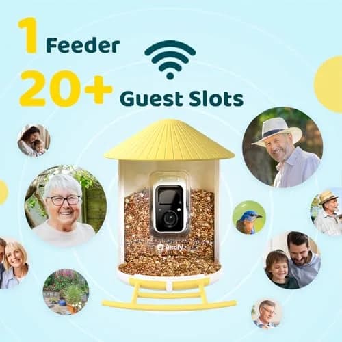NETVUE Birdfy Smart Bird Feeder with AI Camera | Wireless Outdoor Birdwatching Camera in Yellow (8 x 7 x 11 inches) thumbnail 4