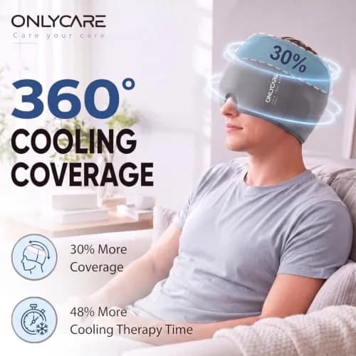 ONLYCARE Migraine Relief Cap, Headache Relief Cold Cap with Odorless Gel | Ergonomic Hot & Cold Therapy for Migraines thumbnail 4