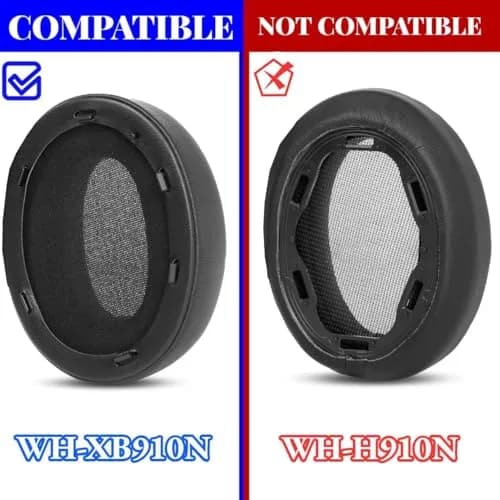 YunYiYi Replacement Earpads for Sony WH-XB910N Headphones | Black Protein Leather with Memory Foam (1 Pair) thumbnail 2
