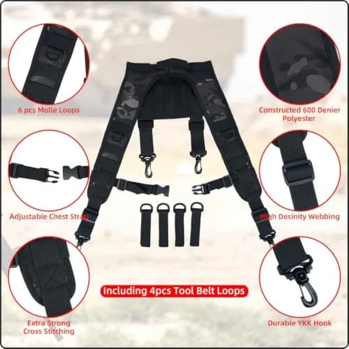 MELOTOUGH Tactical Suspenders for Duty Belt | Heavy Duty, Breathable & Adjustable (70-120 chars) thumbnail 5