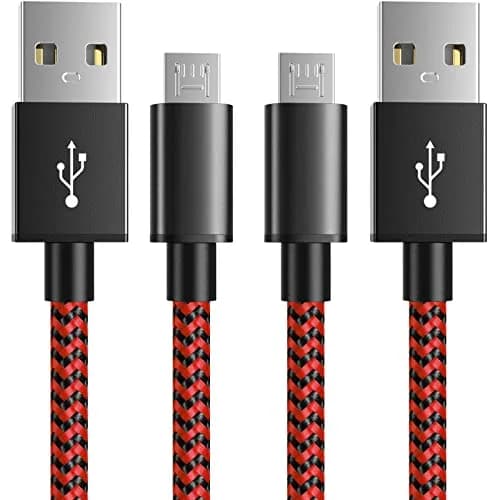 6amLifestyle Red 2 Pack 10ft USB to Micro USB Charging Cable | Braided Nylon Cord for PS4 Controllers thumbnail 1
