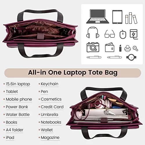 LOVEVOOK Laptop Bag for Women 15.6 Inch Tote Work Professional Leather Computer Briefcase Waterproof Handbag Shoulder Large Capacity Business Teacher Office Crossbody Purse thumbnail 4