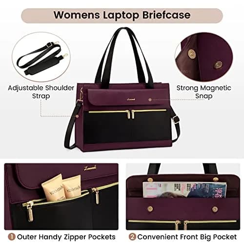 LOVEVOOK Laptop Bag for Women 15.6 Inch Tote Work Professional Leather Computer Briefcase Waterproof Handbag Shoulder Large Capacity Business Teacher Office Crossbody Purse thumbnail 6