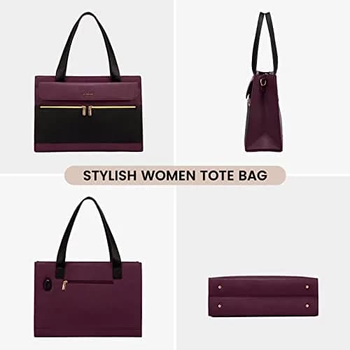 LOVEVOOK Laptop Bag for Women 15.6 Inch Tote Work Professional Leather Computer Briefcase Waterproof Handbag Shoulder Large Capacity Business Teacher Office Crossbody Purse thumbnail 7