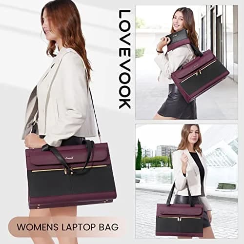 LOVEVOOK Laptop Bag for Women 15.6 Inch Tote Work Professional Leather Computer Briefcase Waterproof Handbag Shoulder Large Capacity Business Teacher Office Crossbody Purse thumbnail 2