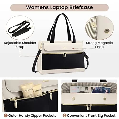 LOVEVOOK Women's Laptop Tote Bag 15.6 Inch | Professional Leather Briefcase with USB Port & Clutch thumbnail 5