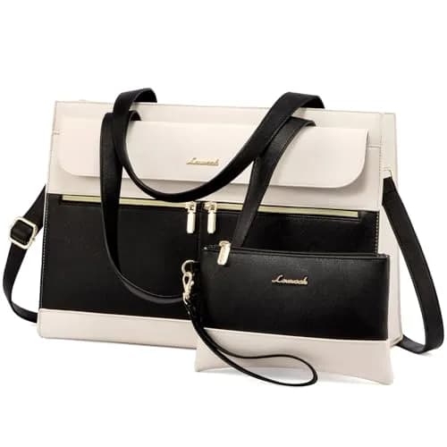 LOVEVOOK Women's Laptop Tote Bag 15.6 Inch | Professional Leather Briefcase with USB Port & Clutch thumbnail 1