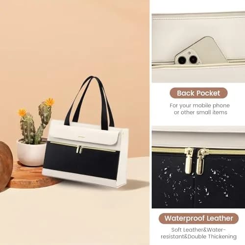 LOVEVOOK Women's Laptop Tote Bag 15.6 Inch | Professional Leather Briefcase with USB Port & Clutch thumbnail 7