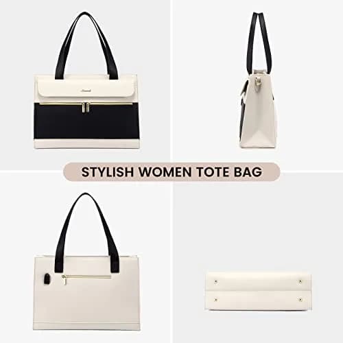 LOVEVOOK Women's Laptop Tote Bag 15.6 Inch | Professional Leather Briefcase with USB Port & Clutch thumbnail 8