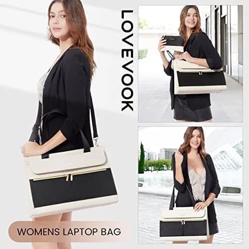 LOVEVOOK Women's Laptop Tote Bag 15.6 Inch | Professional Leather Briefcase with USB Port & Clutch thumbnail 2