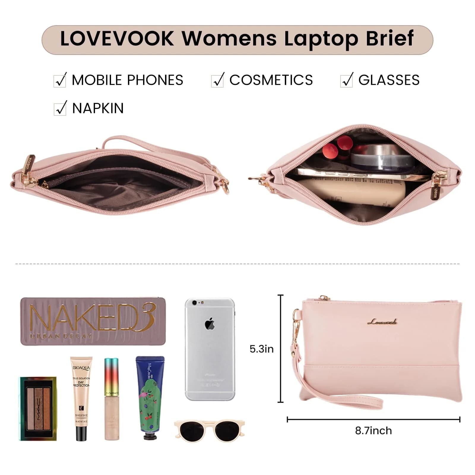 LOVEVOOK Women's Laptop Tote Bag 15.6 Inch | Professional Leather Work Briefcase with Clutch - view 6