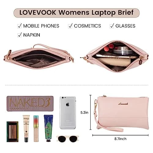 LOVEVOOK Women's Laptop Tote Bag 15.6 Inch | Professional Leather Work Briefcase with Clutch thumbnail 6