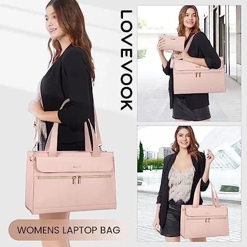 LOVEVOOK Women's Laptop Tote Bag 15.6 Inch | Professional Leather Work Briefcase with Clutch thumbnail 2