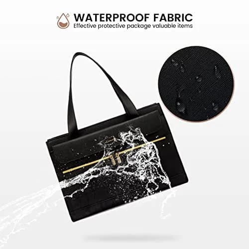 LOVEVOOK Laptop Tote Bag for Women - 15.6 Inch Professional PU Leather Briefcase | Waterproof, Large Capacity, Crossbody Purse - Black thumbnail 6