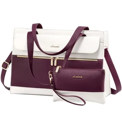 LOVEVOOK Laptop Tote Bag for Women 15.6 Inch | Professional Leather Computer Briefcase with Clutch thumbnail 1