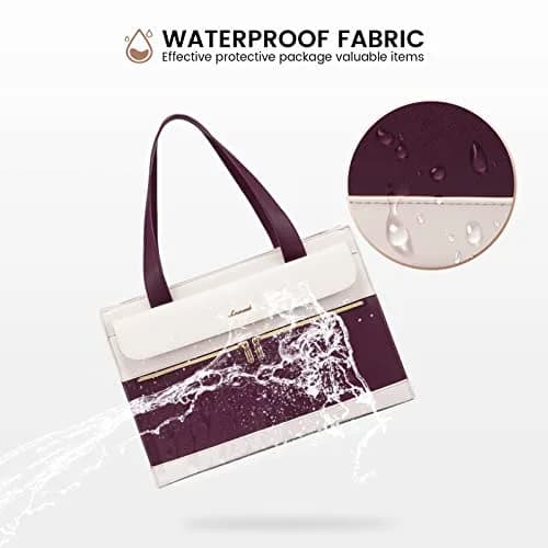 LOVEVOOK Laptop Tote Bag for Women 15.6 Inch | Professional Leather Computer Briefcase with Clutch thumbnail 7