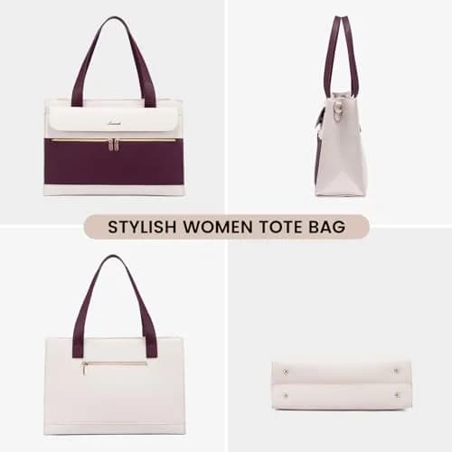 LOVEVOOK Laptop Tote Bag for Women 15.6 Inch | Professional Leather Computer Briefcase with Clutch thumbnail 8