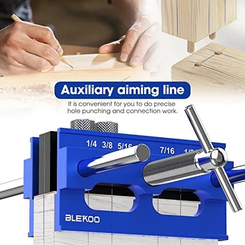 blekoo Upgraded 6.7 inch Self Centering Doweling Jig Kit with 6 Drill Guide Bushings | Precise Woodworking Tool for Panel Furniture thumbnail 6
