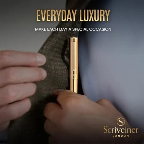 Scriveiner Fountain Pen - Gold Finish, Schmidt Gilded Nib, Converter, Gift Set (0.5mm) | Luxury Executive Pen thumbnail 7