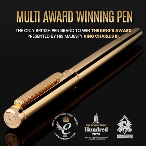 Scriveiner Fountain Pen - Gold Finish, Schmidt Gilded Nib, Converter, Gift Set (0.5mm) | Luxury Executive Pen thumbnail 2