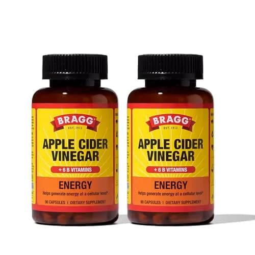 BRAGG Energy Apple Cider Vinegar Capsules 90ct | Vegan, Gluten-Free, B Vitamins for Energy thumbnail 1