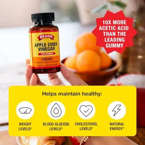 BRAGG Energy Apple Cider Vinegar Capsules 90ct | Vegan, Gluten-Free, B Vitamins for Energy thumbnail 2