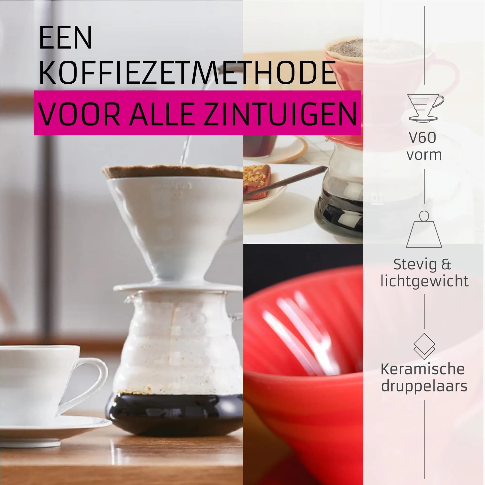 HARIO V60 Ceramic Coffee Dripper Red for 1-4 Cups | 600ml (20.29 Fl Oz) Pour Over Brewer - view 2