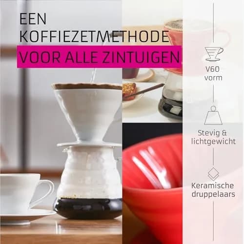 HARIO V60 Ceramic Coffee Dripper Red for 1-4 Cups | 600ml (20.29 Fl Oz) Pour Over Brewer thumbnail 2