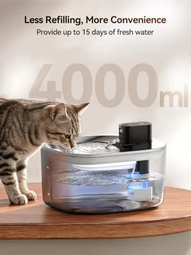 FEELNEEDY Wireless Cat Water Fountain Stainless Steel 4L | Battery Operated, Ultra Quiet, Sensor-Activated thumbnail 6