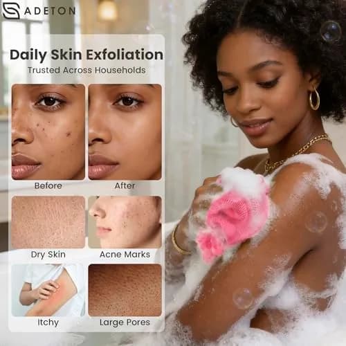 ADETON African Net Sponge with Knots, 2 Pieces Exfoliating Body Scrubber 80cm (31.5 inches) | Authentic Sapo Bath Sponge for Back thumbnail 4