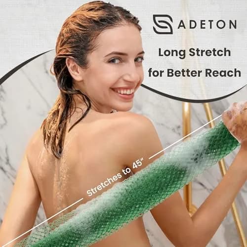 ADETON African Net Sponge with Knots, 2 Pieces Exfoliating Body Scrubber 80cm (31.5 inches) | Authentic Sapo Bath Sponge for Back thumbnail 3