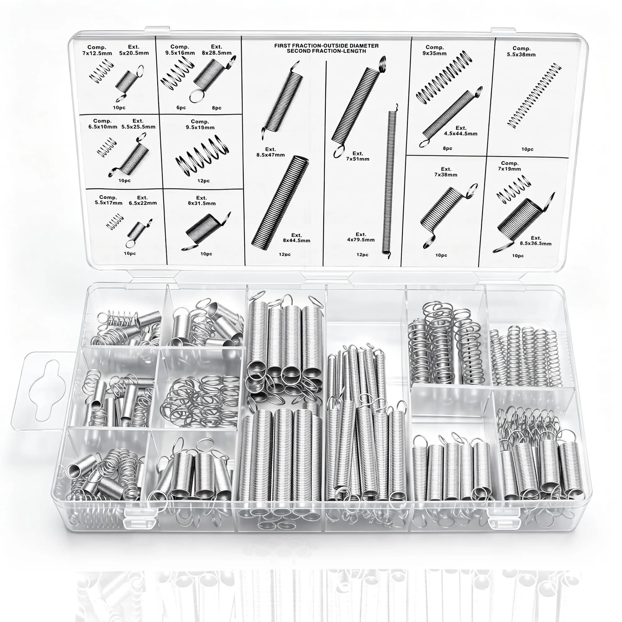 Dianrui 200PCS Spring Assortment Kit 20 Sizes Zinc Plated Steel Compression & Extension Springs | DIY Repair