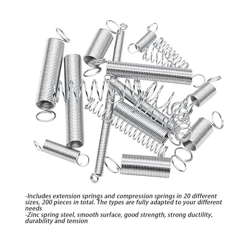 Dianrui 200PCS Spring Assortment Kit 20 Sizes Zinc Plated Steel Compression & Extension Springs | DIY Repair thumbnail 3