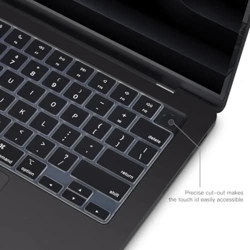 CaseBuy Black Silicone Keyboard Cover for MacBook Air 13.6/15.3 inch M2-M5 Chip, MacBook Pro 14/16 inch M1-M5 Pro/Max | US Layout Protector thumbnail 4