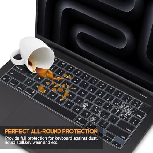 CaseBuy Black Silicone Keyboard Cover for MacBook Air 13.6/15.3 inch M2-M5 Chip, MacBook Pro 14/16 inch M1-M5 Pro/Max | US Layout Protector thumbnail 6