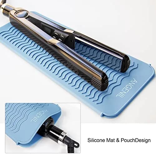 ANGENIL Heat Resistant Silicone Mat & Pouch for Hair Tools | Safe Travel Flat Iron & Curlers (28.57 cm x 13.97 cm) thumbnail 2